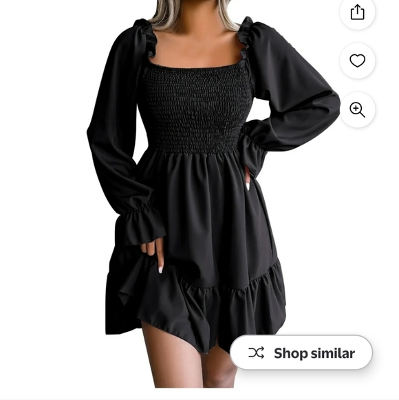 Amazon Black Smocked Midi Dress - Picture 3 of 3